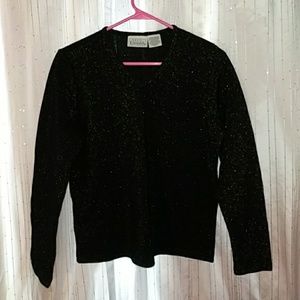 Like new black V neck sweater w/ gold sparkle.